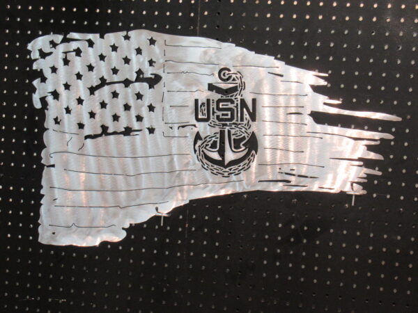 Navy on shredded flag